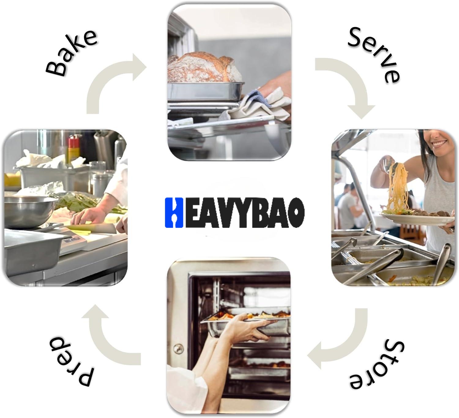 Heavybao Commercial Stainless Steel GN Pan for Buffet Anti-Jam Steam Table Pan for Hotel Restaurant Canteen