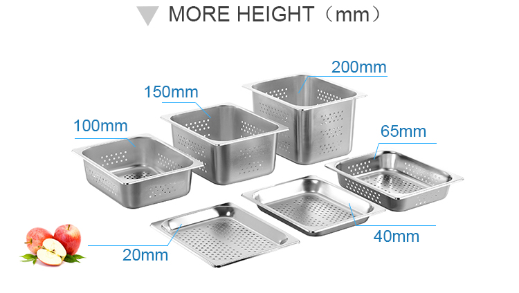 Heavybao Factory Wholesale Superior Quality Stainless Steel Perforated GN Pans Gastronorm Pan