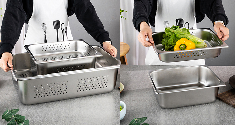 Heavybao High Quality All Standard Size Stainless Steel Perforated GN Pan Washing Pan Kitchenware