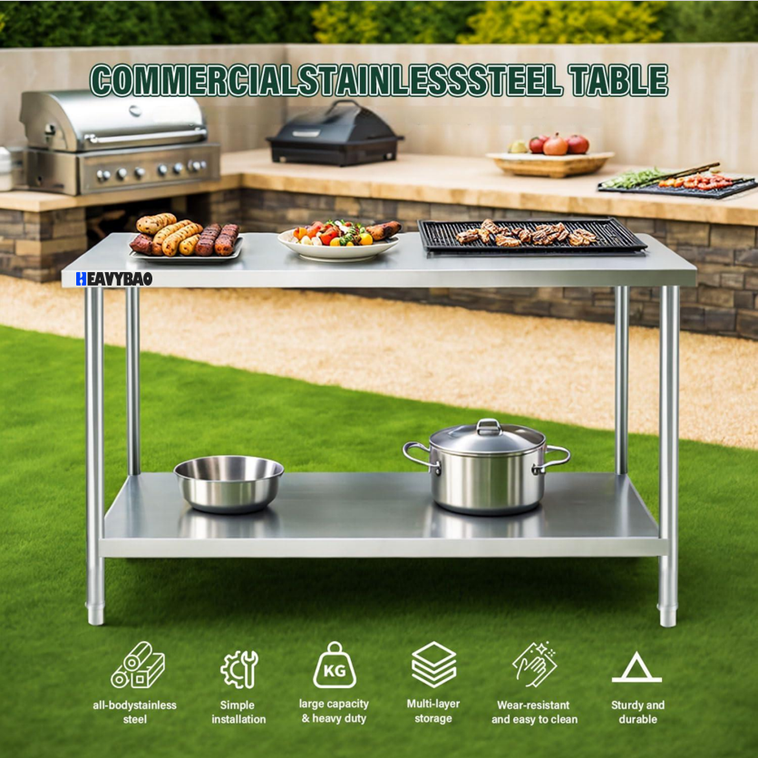 Heavybao Hot Quality Knocked-down Kitchen Commercial High Top Inox Table Heavy Duty Work Table For Kitchen