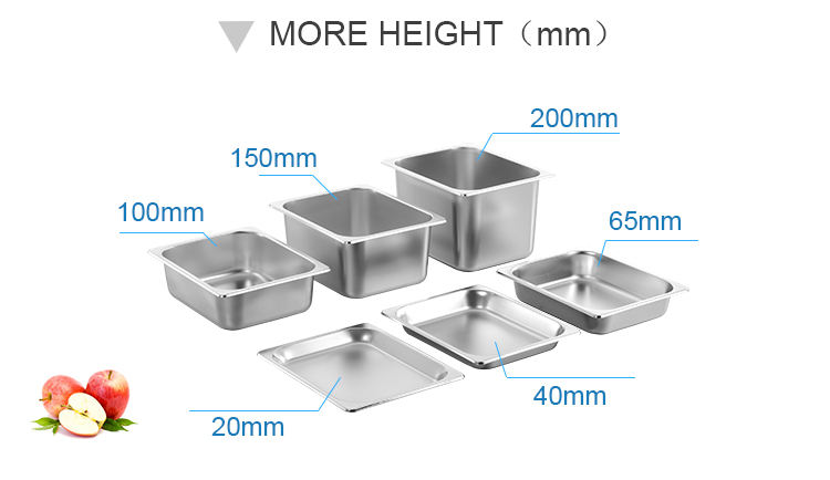 Heavybao Hotel Buffet Stainless Steel Gastronorm Containers Handle Catering Food Pans Standard GN Pan