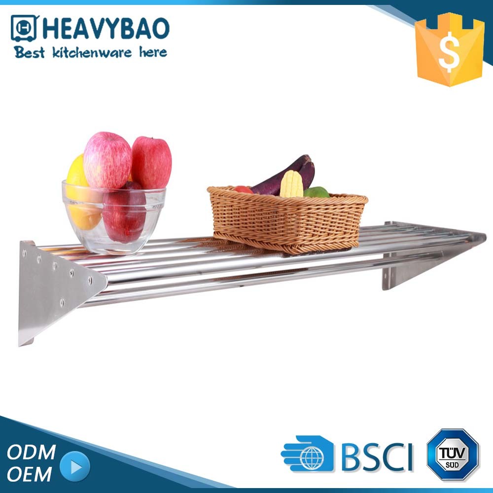 Heavybao Hotel Kitchen Restaurant Stainless Steel 300mm width-Wall Mounted Shelf Used Food Metal Rack Shelf