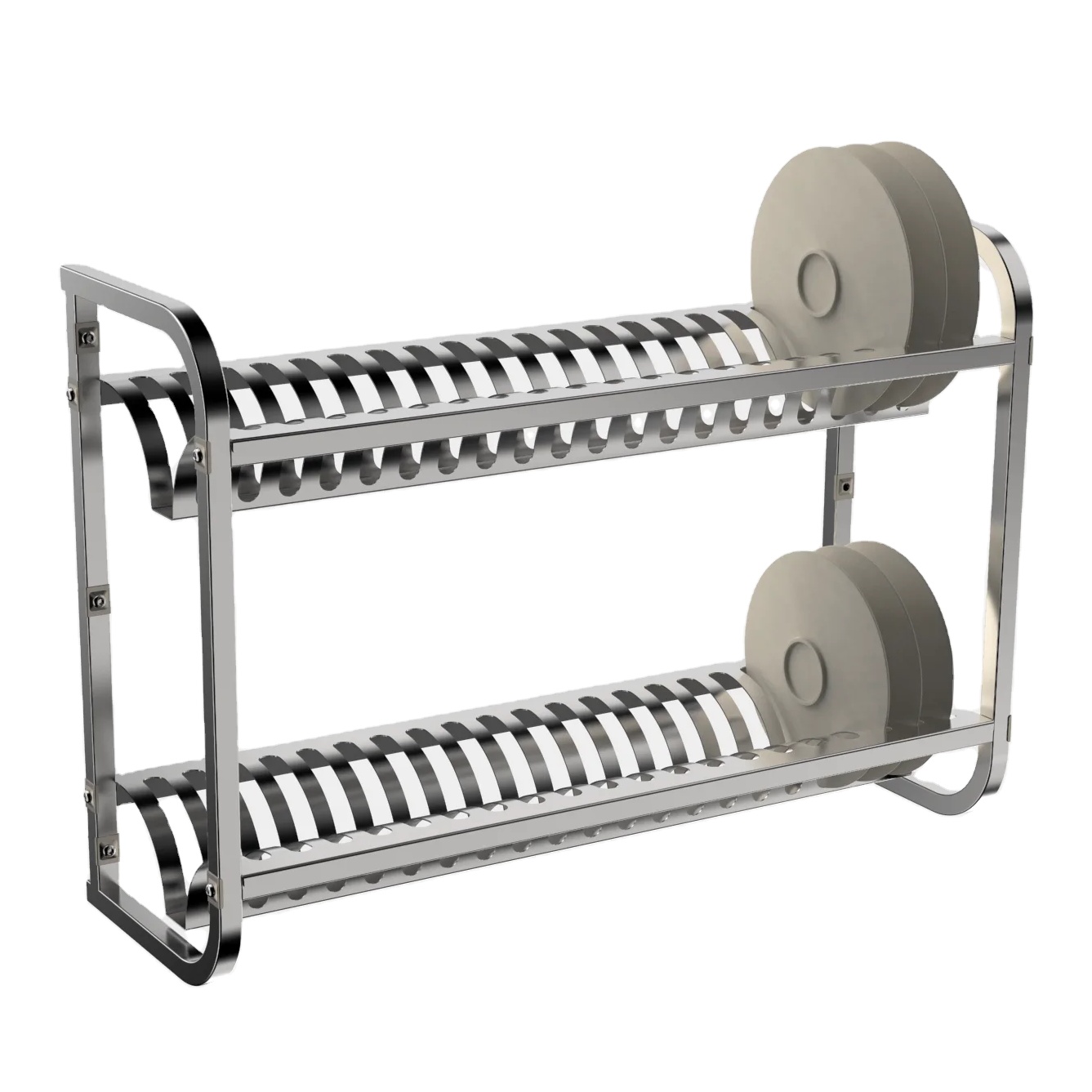 Heavybao Hotel Stainless Steel Kitchen Dish Drainer Wall Mounted Hanging Shelf Storage Plates Rack