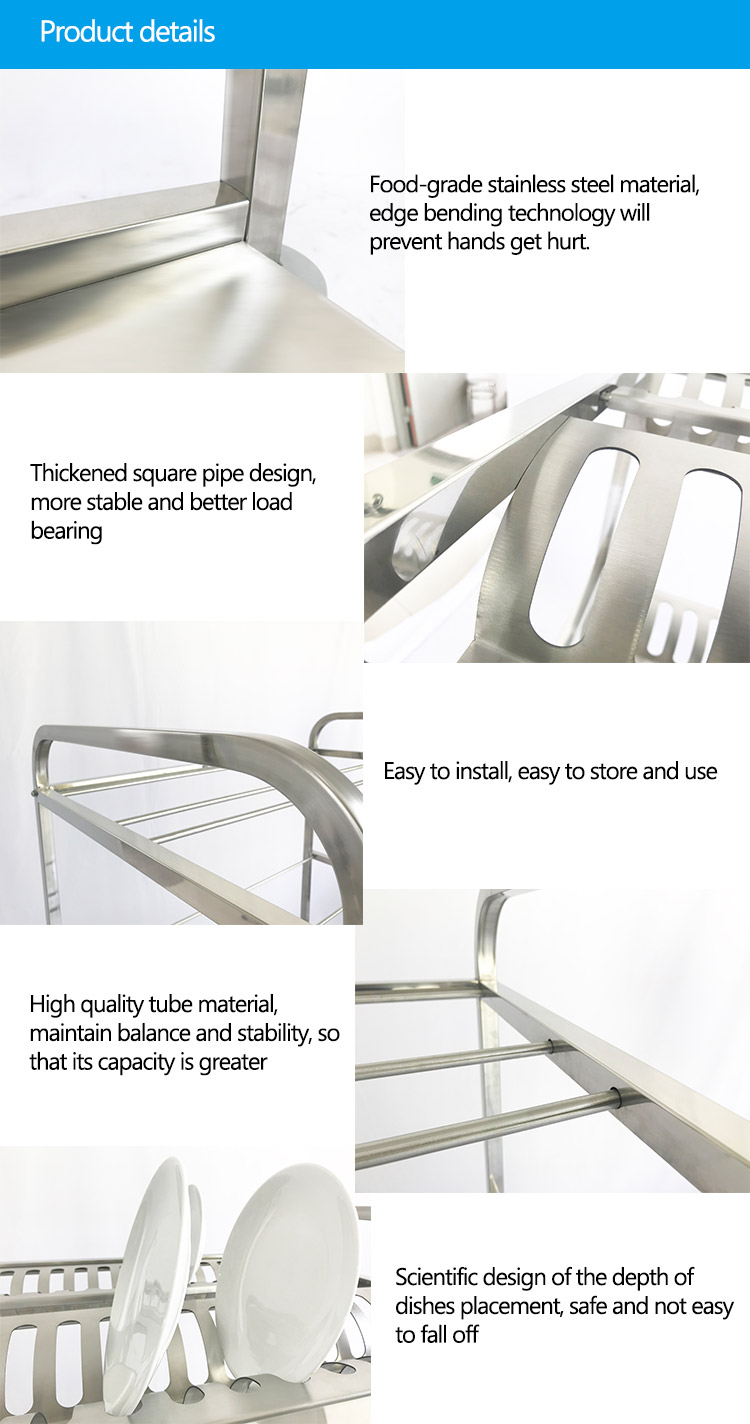 Heavybao Hotel Stainless Steel Kitchen Dish Drainer Wall Mounted Hanging Shelf Storage Plates Rack