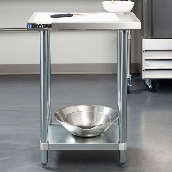 Heavybao Industrial  Stainless Steel Commercial Restaurant Kitchen Working Table With Galvanized Legs