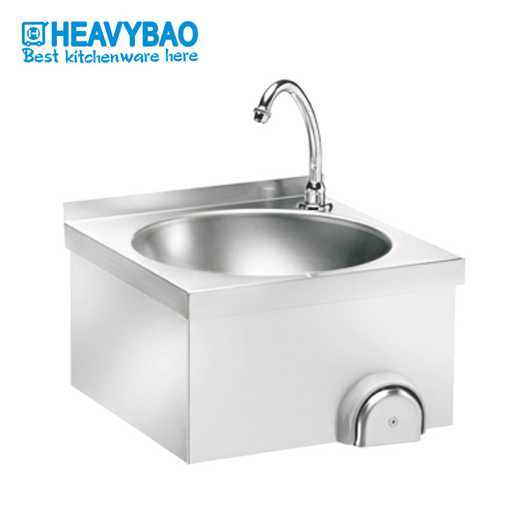 Heavybao Kitchen Stainless Steel Knee Operated Round Sink Wash Basin