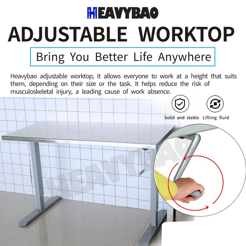 Heavybao Portable Lab Stainless Steel Used Adjustable Worktop Food Working Kitchen Work Table