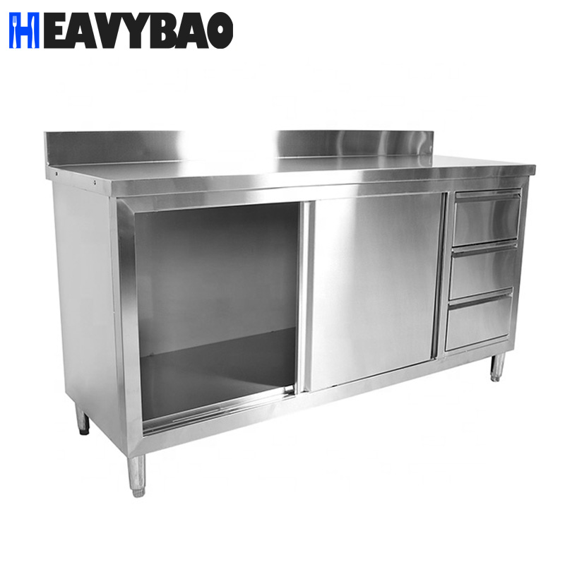 Heavybao Restaurant Commercial Kitchen Equipment Stainless Steel Hot Cupboard Kitchen Worktable Cabinet Kitchen Cupboard