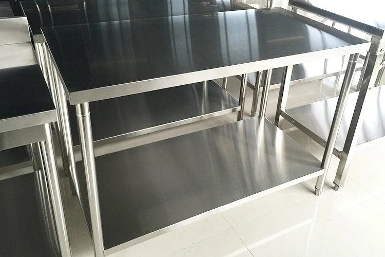 Heavybao Stainless Steel Restaurant Working Table Commercial Stainless Steel Restaurant Worktable Kitchen Corner Table