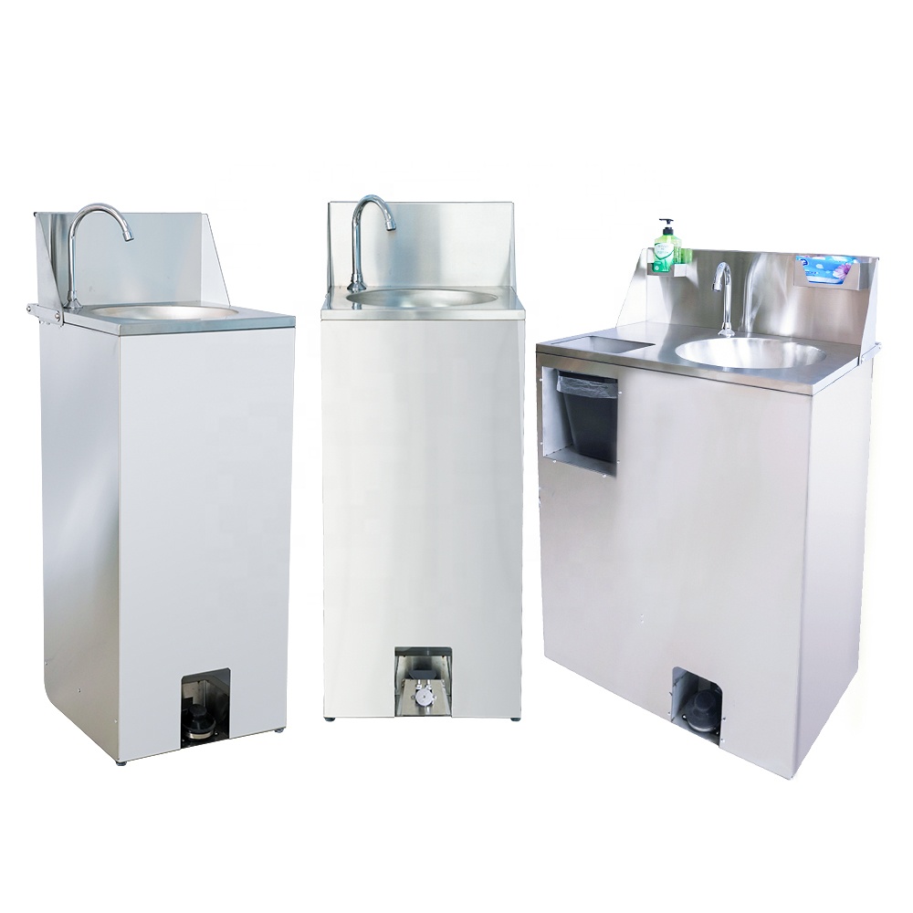 Heavybao Wholesale Stainless Steel Hotel Kitchen Hands Free Foot Operated Hand Wash Basin Sink