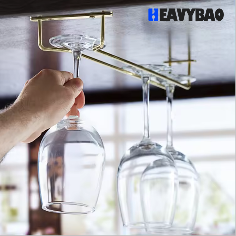 Heavybao Wine Glass Rack,Wine Glass Rack Under Cabinet Stemware Rack - Hanging Stemware Holder for Cabinet Kitchen Bar