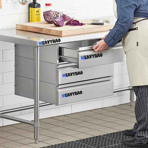 Hevybao Double-Stacked Drawer Set With Stainless Steel Front Work Table Drawer