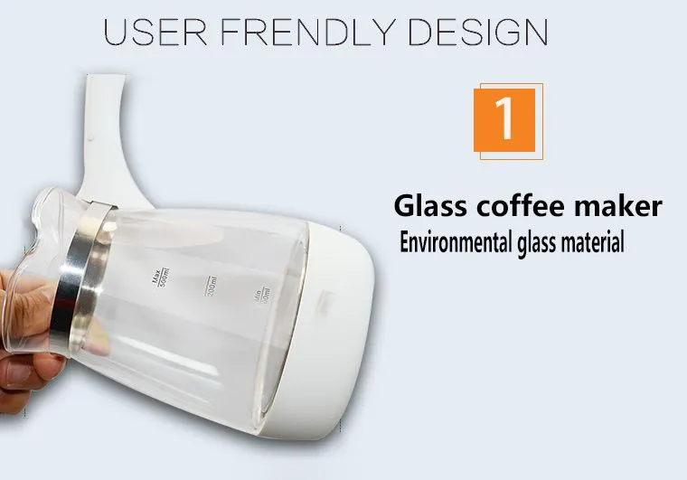 Coffee Maker Machine with Automatic Dry Electric Coffee Pot Food Grade Glass Kettle