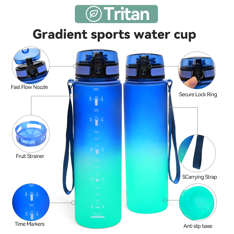 1.0 litre AS Gym Bottles 32oz Large Capacity BPA Free Sport water Bottle with rope and filter