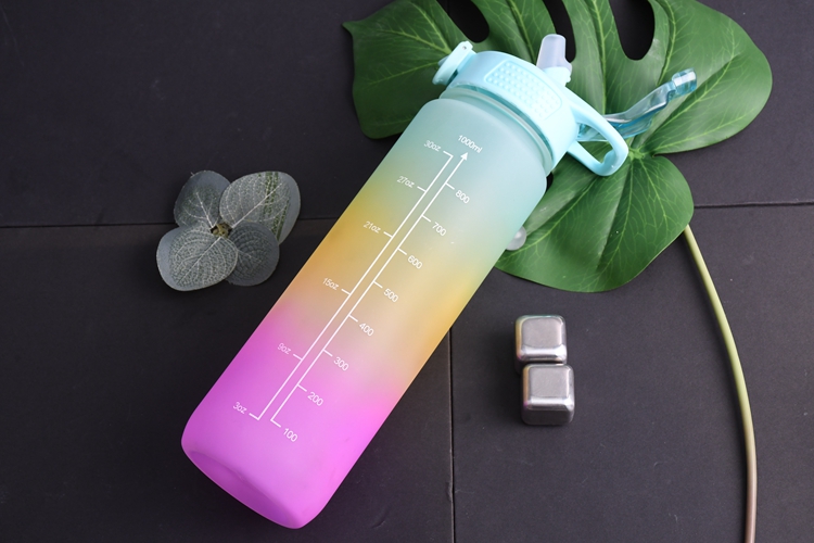 32oz Custom Logo New PP Plastic Gym Motivational Water Bottle Matte Clear Sport Bottle For Travel Camping