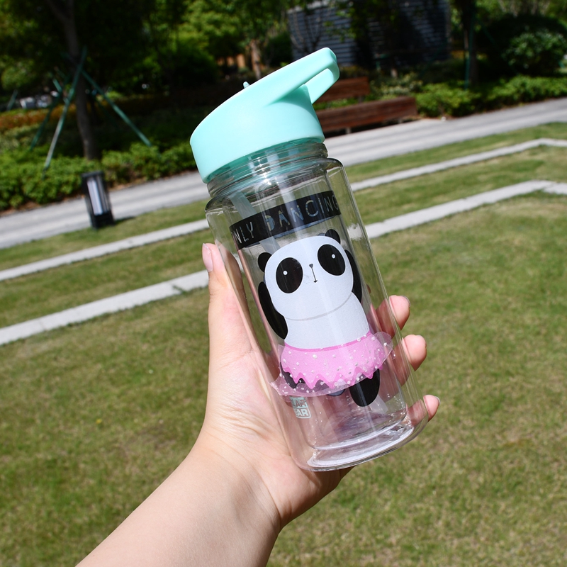 500ml Custom Logo Wholesale Drinkware Straw Water Bottle Plastic for Children Cartoon Eco Friendly BPA Free Kids Tumbler Plastic