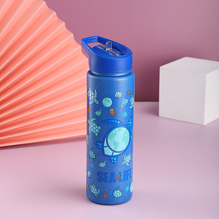 700ml/24oz  plastic wheat straw biodegradable material kids travel camping water bottle with custom logo