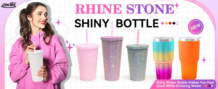 Business Gifts  Festivals Luxury  BPA Free  Glitter Plastic Studs Straw tumbler with Bling Rhinestone FDA Certified Unisex