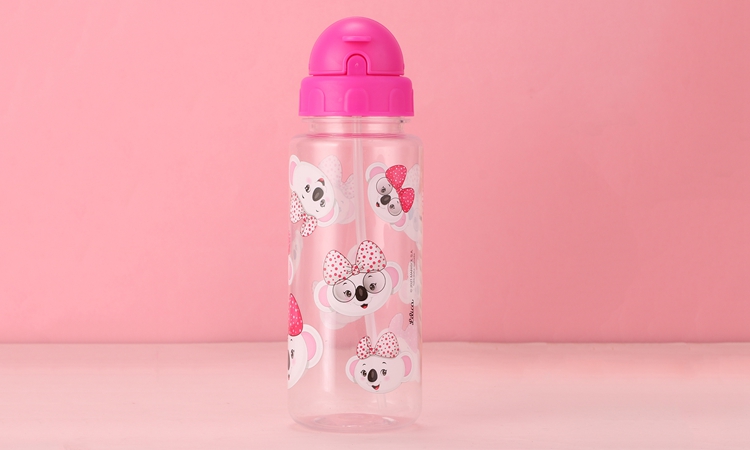 Custom 450ml/550ml cute cartoon drinking bottle Food grade Kids Water Bottle with straw lid and portable rope