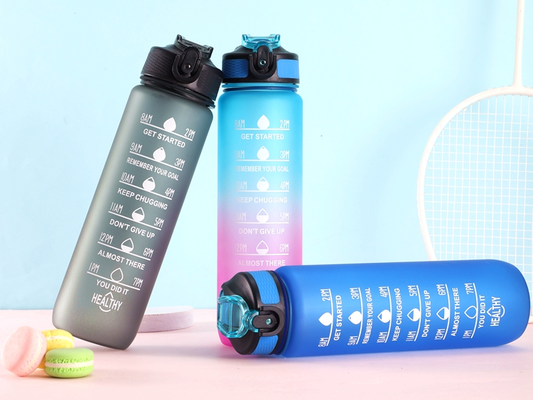 Custom Gradual Color Plastic Pp Sports 1L Water Bottle Bpa Free Water Bottles With Gym