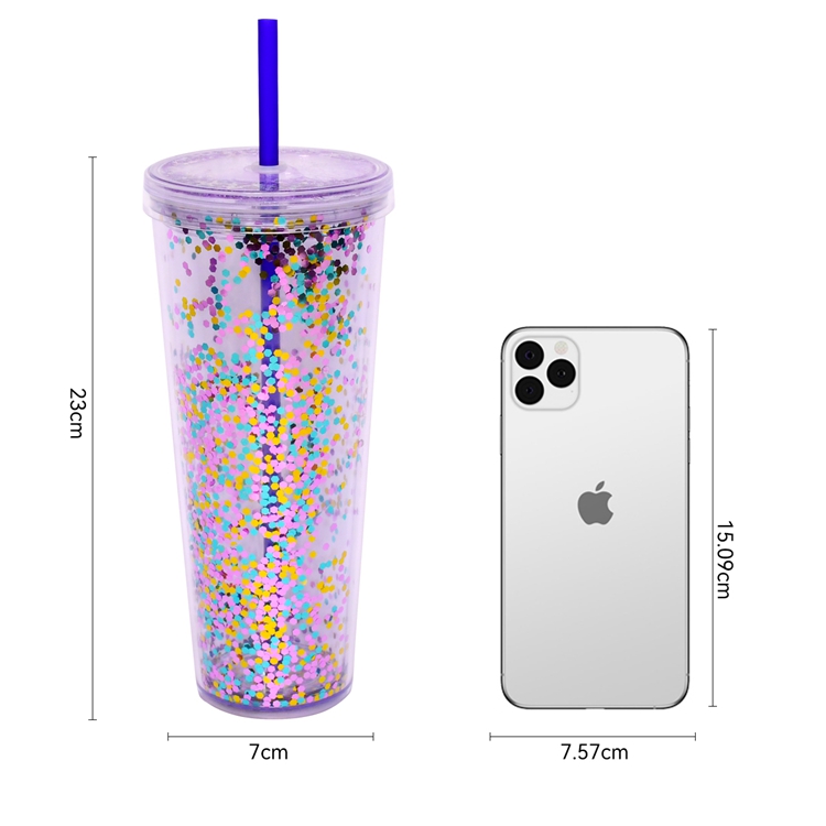 Custom logo and color Unisex Plastic gift cup 26oz/750ml Double-Walled bpa free straw Acrylic Tumbler with lid