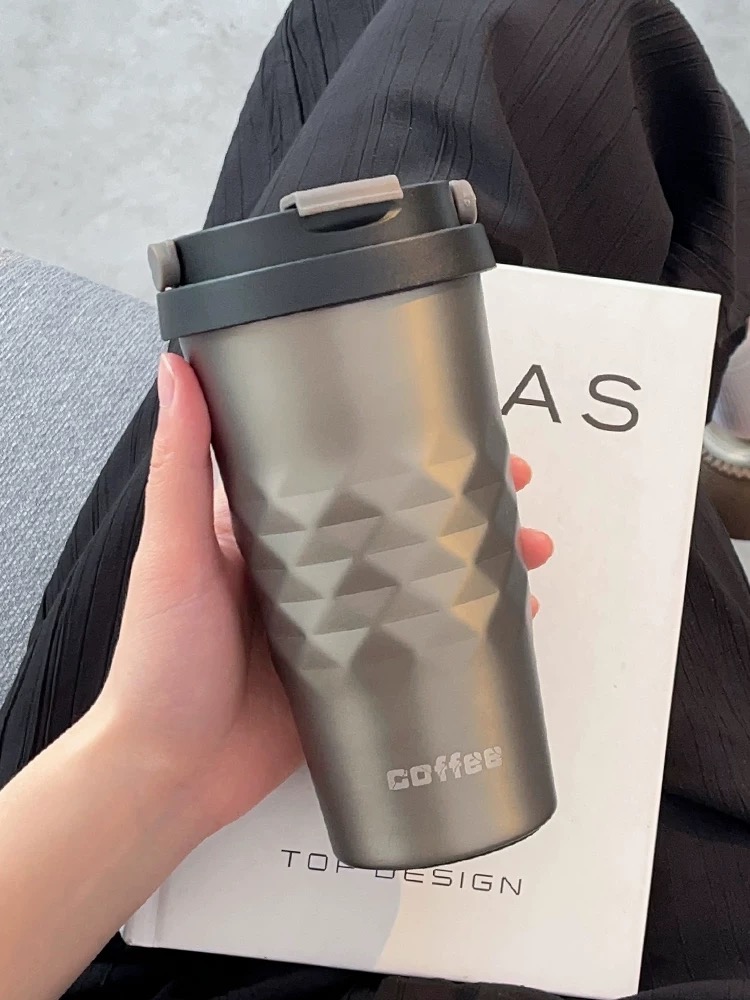 Customized 500ml double wall leakproof insulation cold durable office 304 stainless steel Coffee mug with silent anti-slip botto