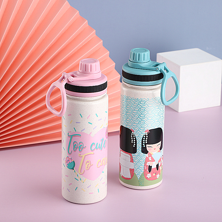 Eco-friendly Food grade Lightweight & Sturdy Perfect Size Travel Reusable Wheat Straw Rice Husk Fiber water bottle