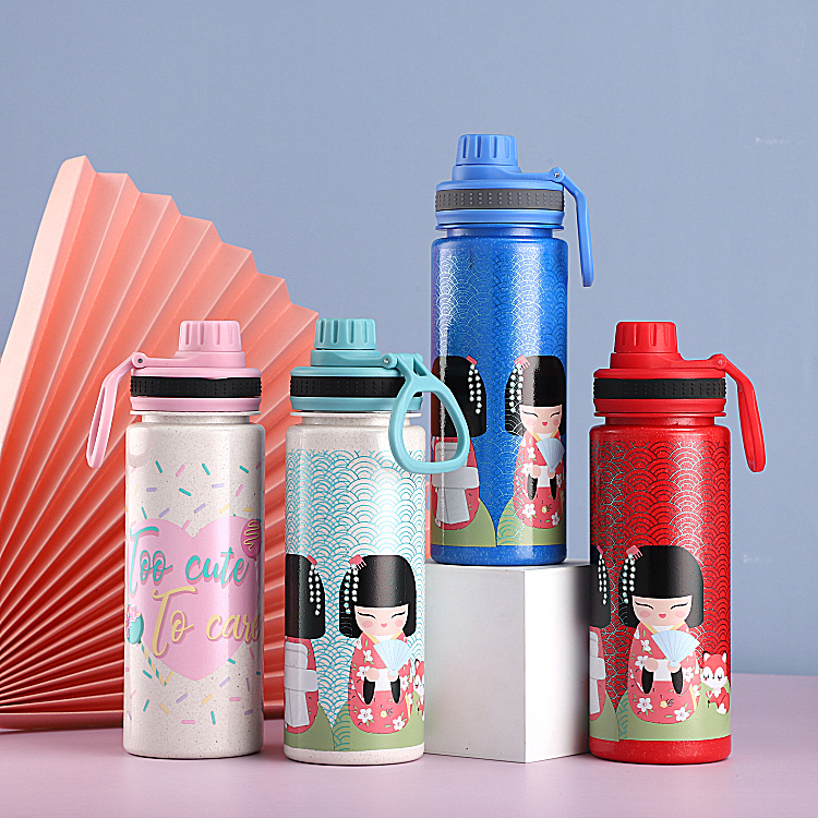 Eco-friendly Food grade Lightweight & Sturdy Perfect Size Travel Reusable Wheat Straw Rice Husk Fiber water bottle