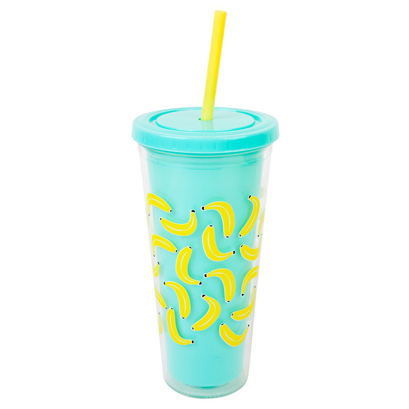 Factory Direct Supply 24oz Large Capacity Double Plastic Straw Cup Avocado Summer Sports Cup