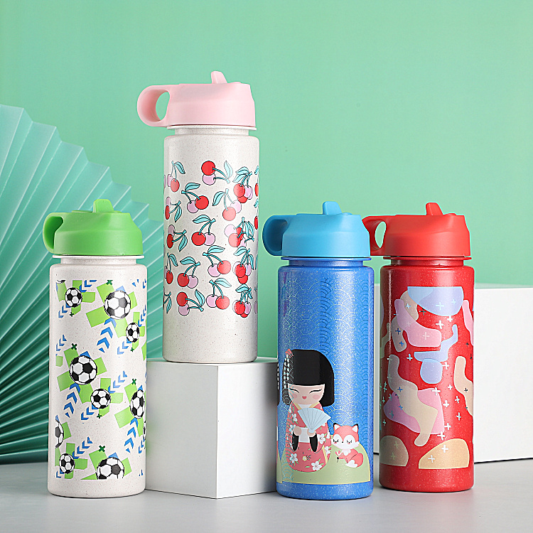 NEW product 2024 customized bpa free 700ml degradable material 24oz Plastic Wheat Straw Water Bottle for kids