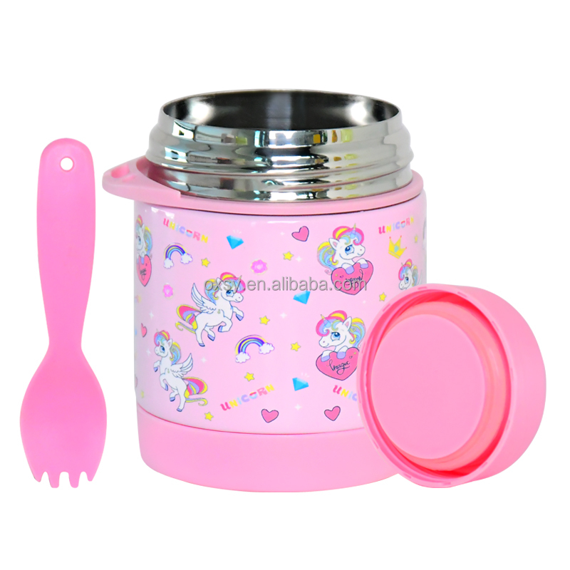 wholesale OEM/ODM  300ml double wall stainless steel Vacuum kids food jar with spoon