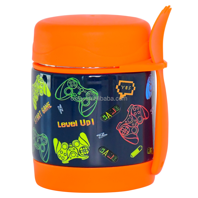 wholesale OEM/ODM  300ml double wall stainless steel Vacuum kids food jar with spoon