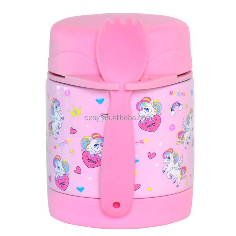 wholesale OEM/ODM  300ml double wall stainless steel Vacuum kids food jar with spoon