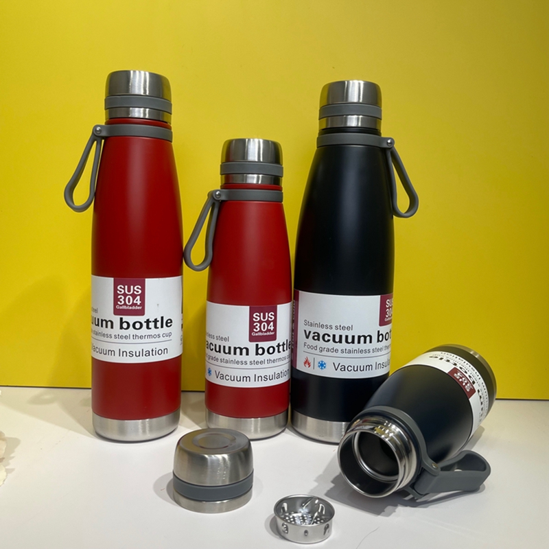 wholesale stainless steel drinking water bottle with logo sport vacuum flasks gift thermoses bottle with tea infuser and handle