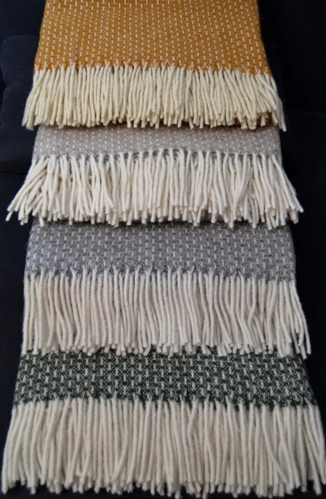 Custom Solid Mustard Sheep Wool Blanket for Hotels