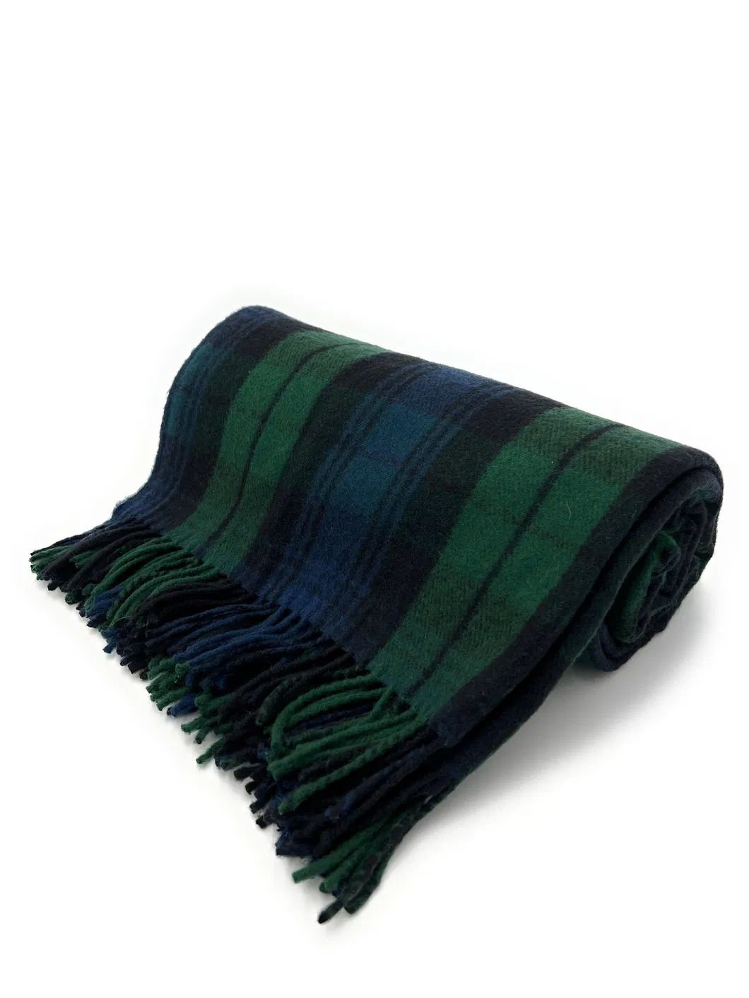 Green Blue Striped Plaid Pure Acrylic Wool Blanket