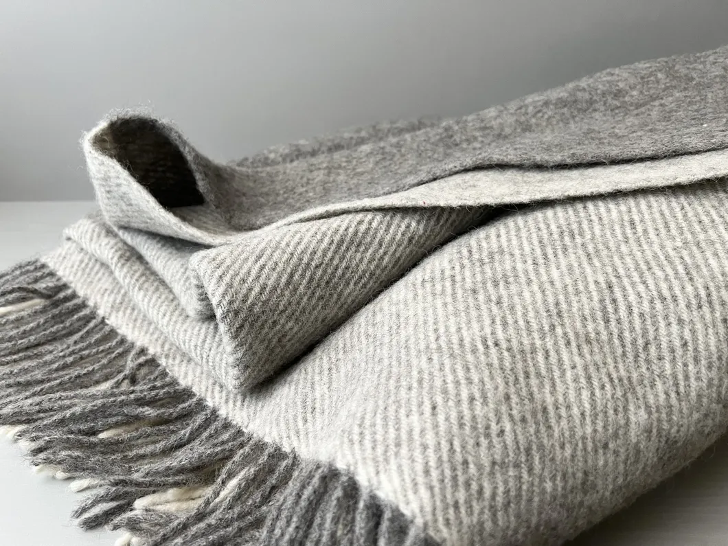 Herringbone Gray Wool Blanket for Hotel