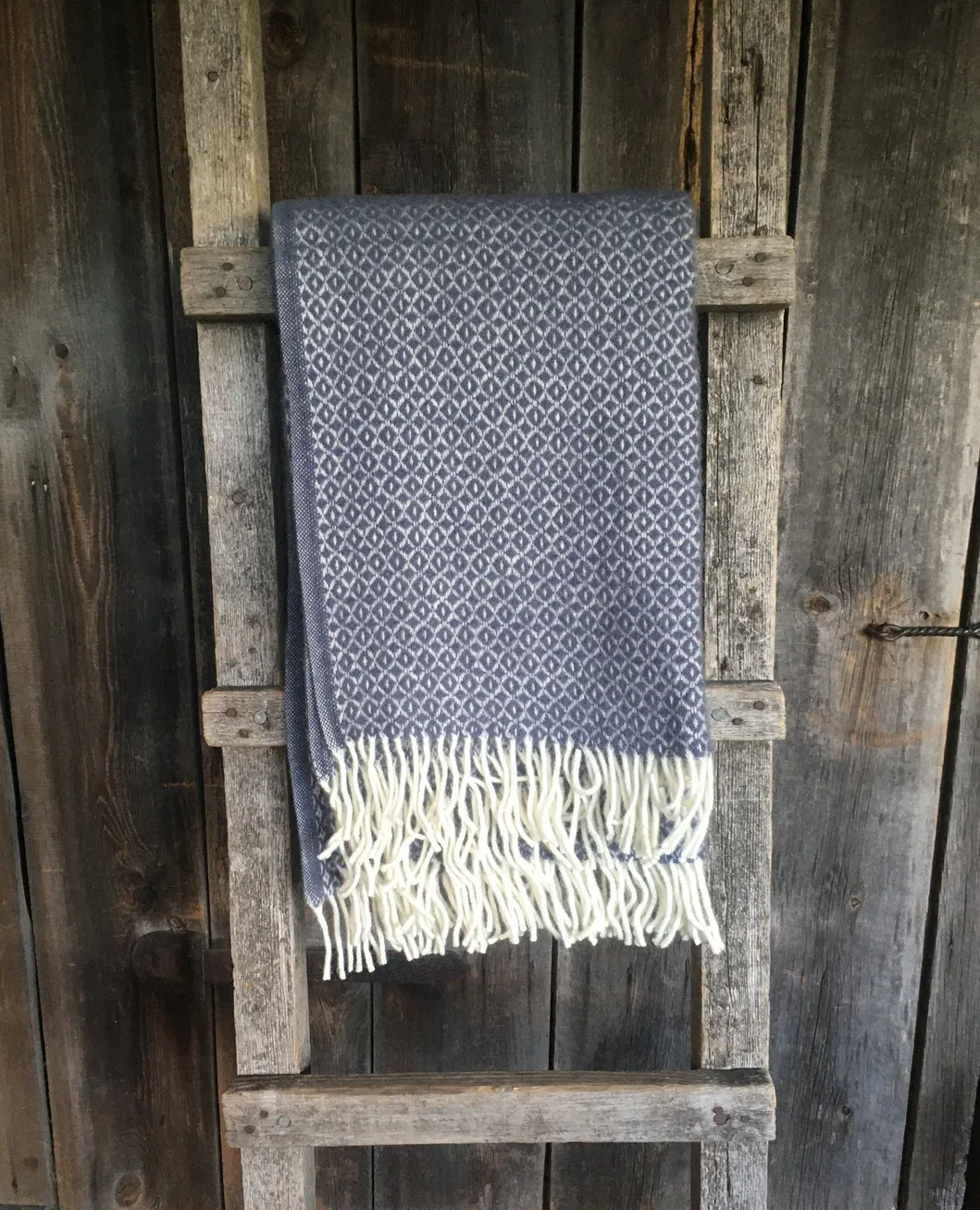 Light Blue Plaid Wool Lambswool Blanket