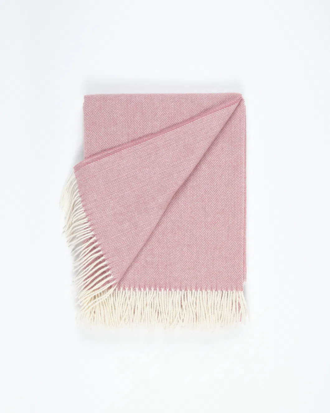 Light Pink Delicate Herringbone Weave Warm Wool Blanket