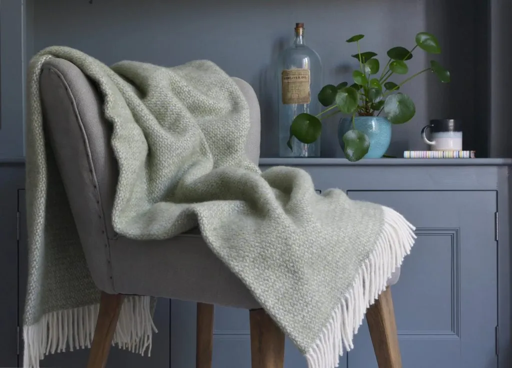 Navy Herringbone Pure Newsland Wool Blanket