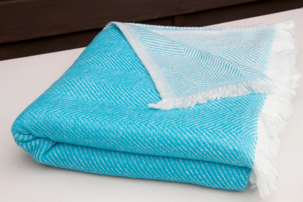 New Blue Soft High Quality Merino Wool Blankets