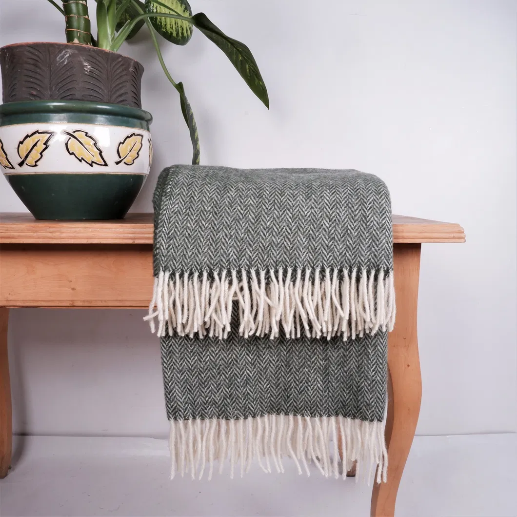 New Zealand Wool Herringbone Wool Blanket for Natural Sofa