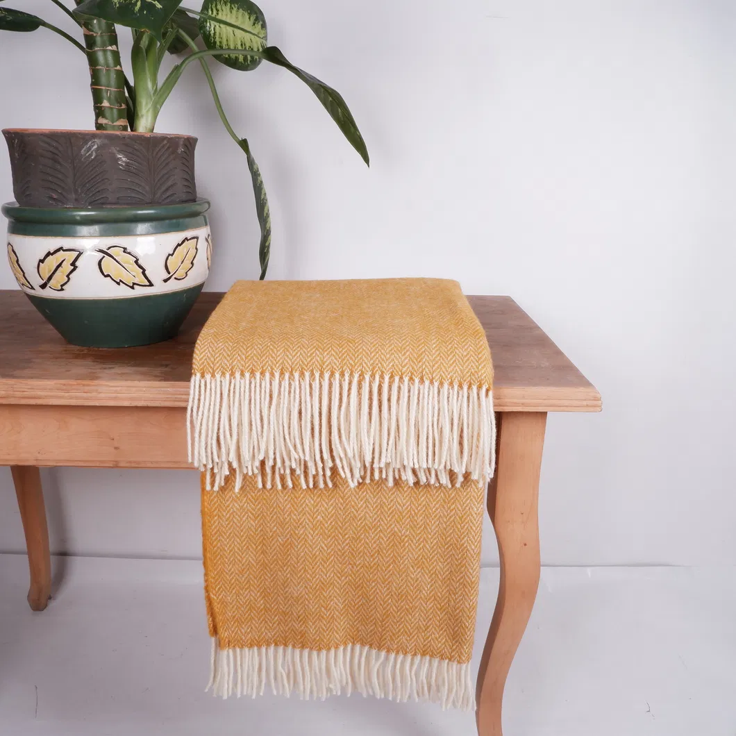 New Zealand Wool Herringbone Wool Blanket for Natural Sofa