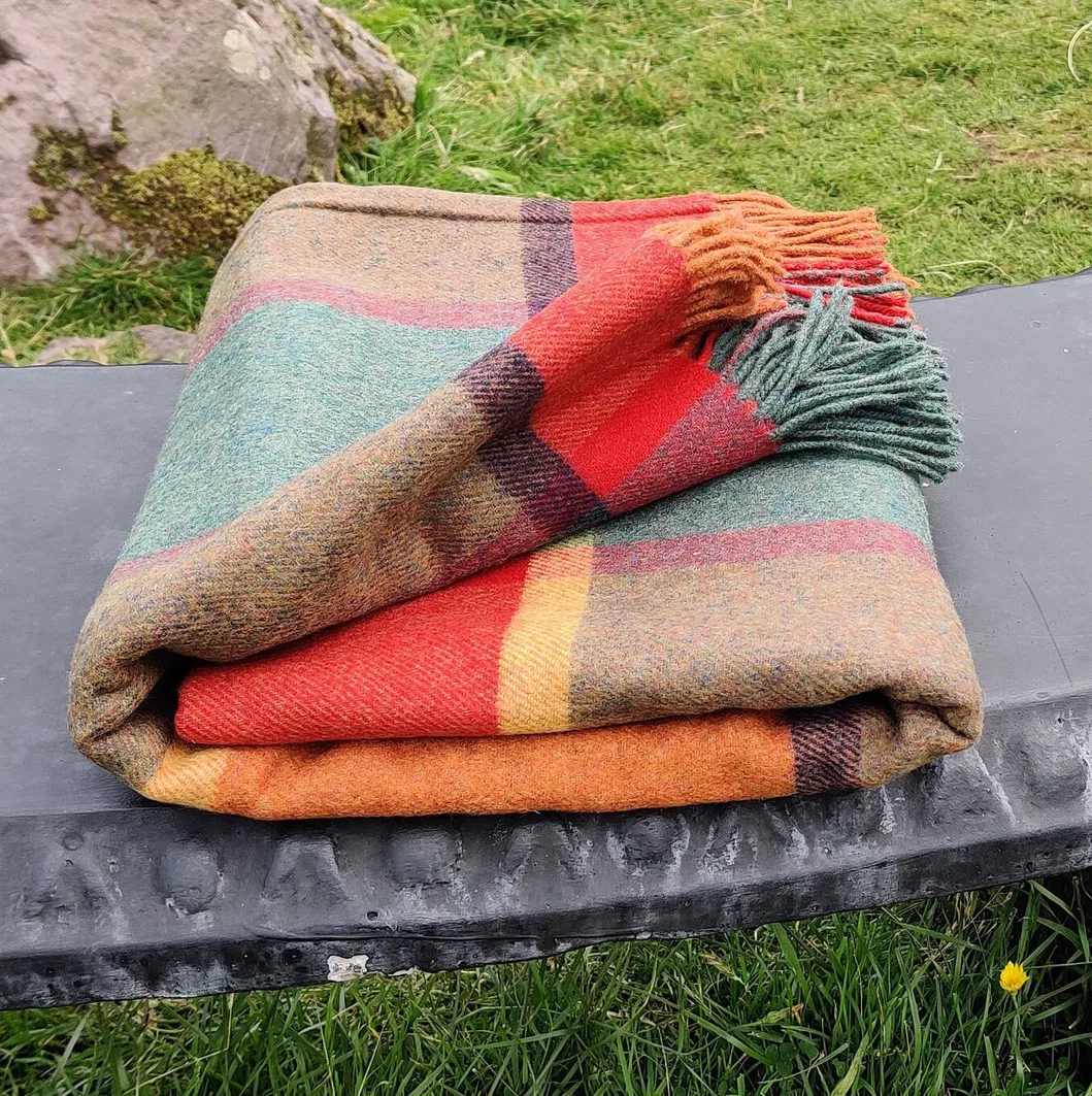 Orange Green Yellow Supersoft Lambswool Blanket