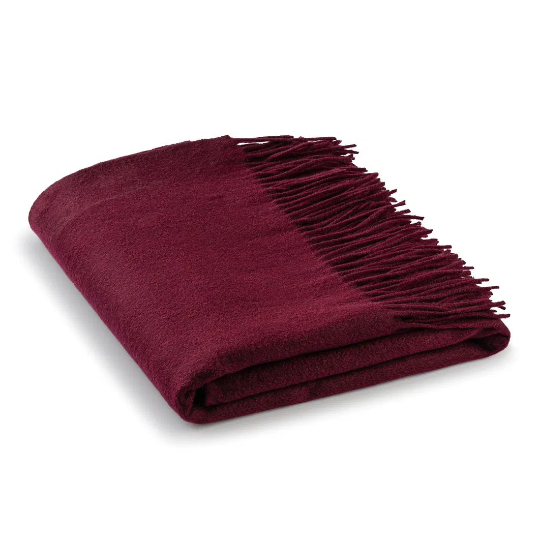 Solid Color Cozy Luxury Wool Tassel Throw Blanket for Home