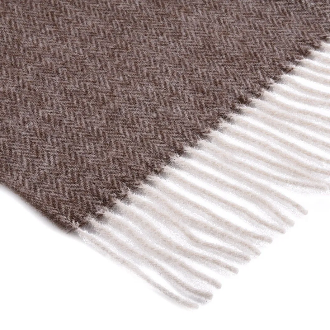 Solid Color Herringbone Pure Wool Blanket