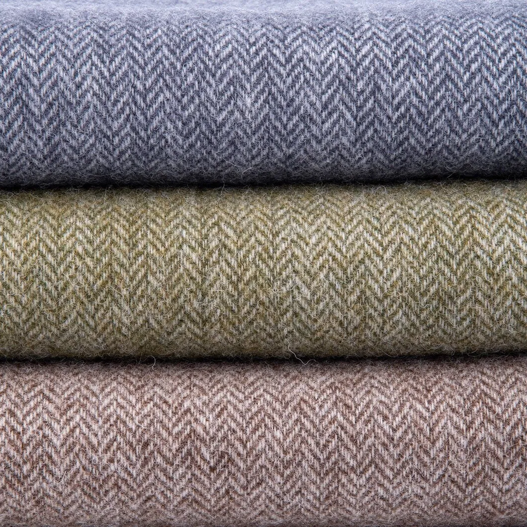 Solid Color Herringbone Pure Wool Blanket