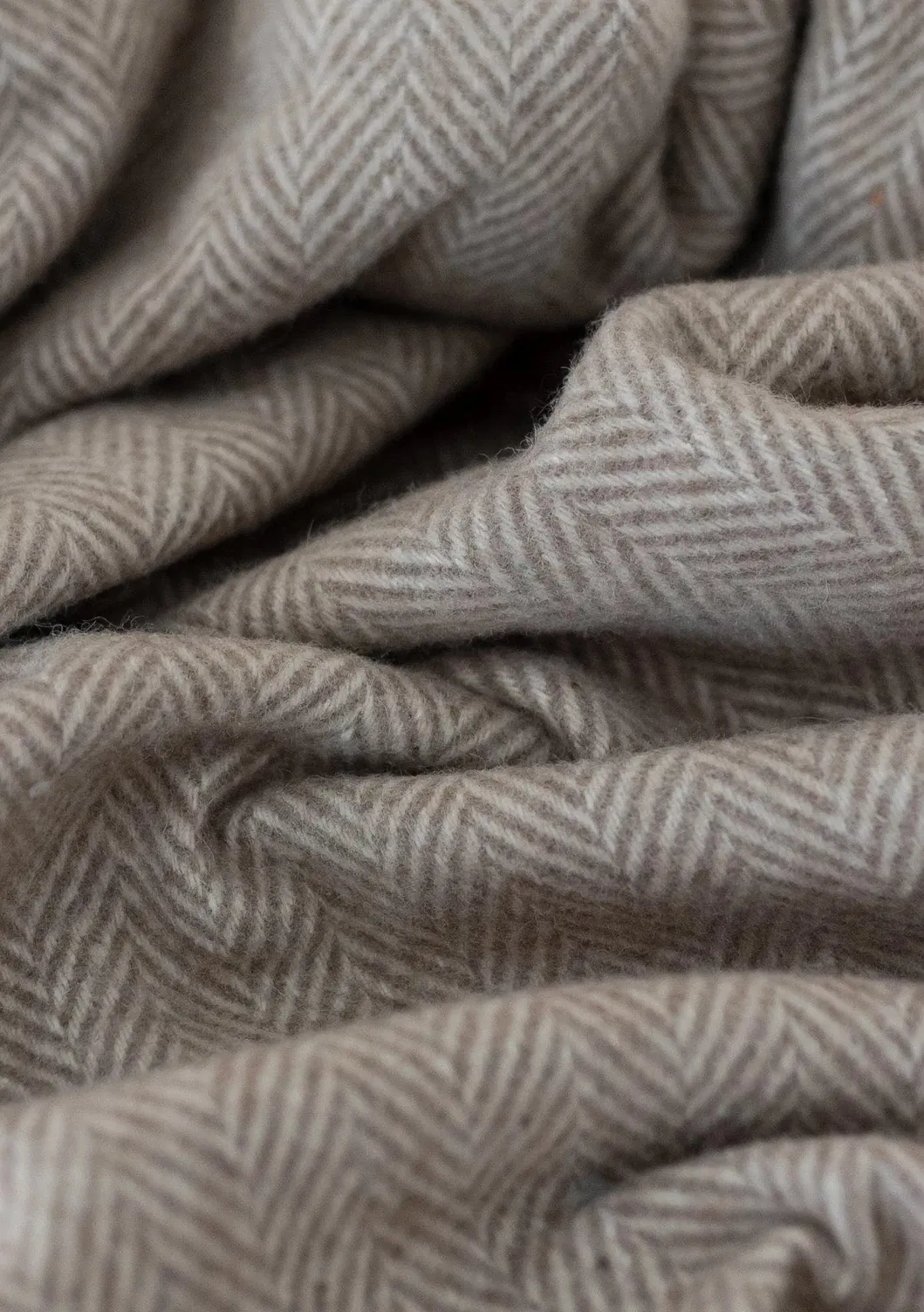 Solid Color Herringbone Recycled Wool Blanket