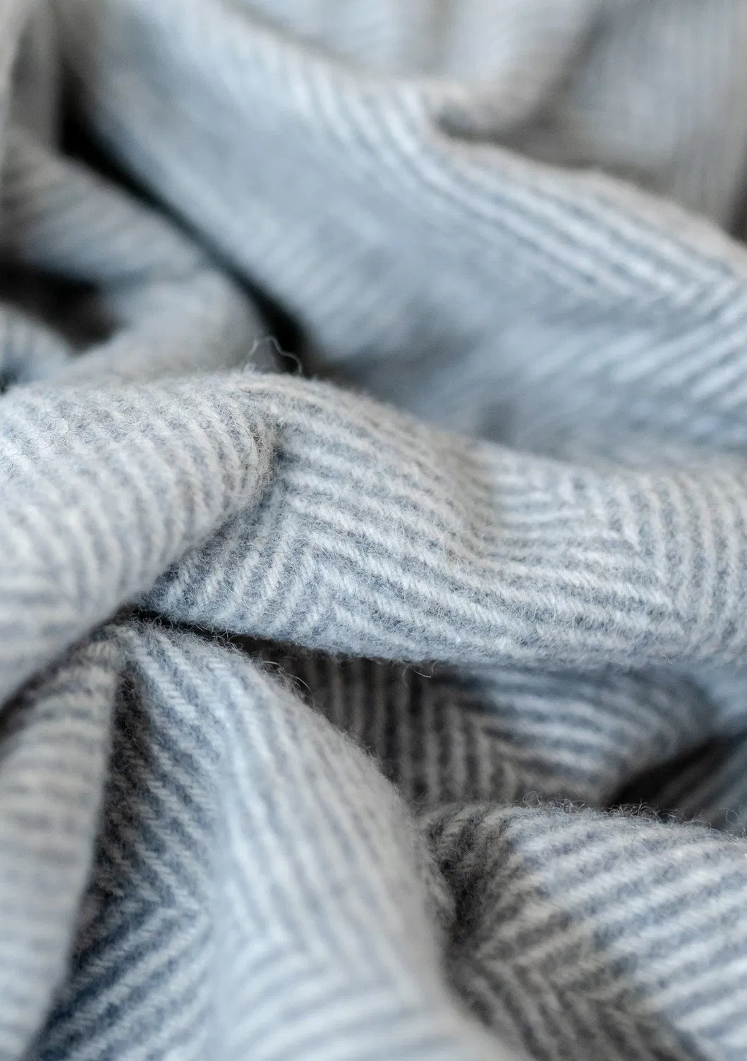 Solid Color Herringbone Recycled Wool Blanket