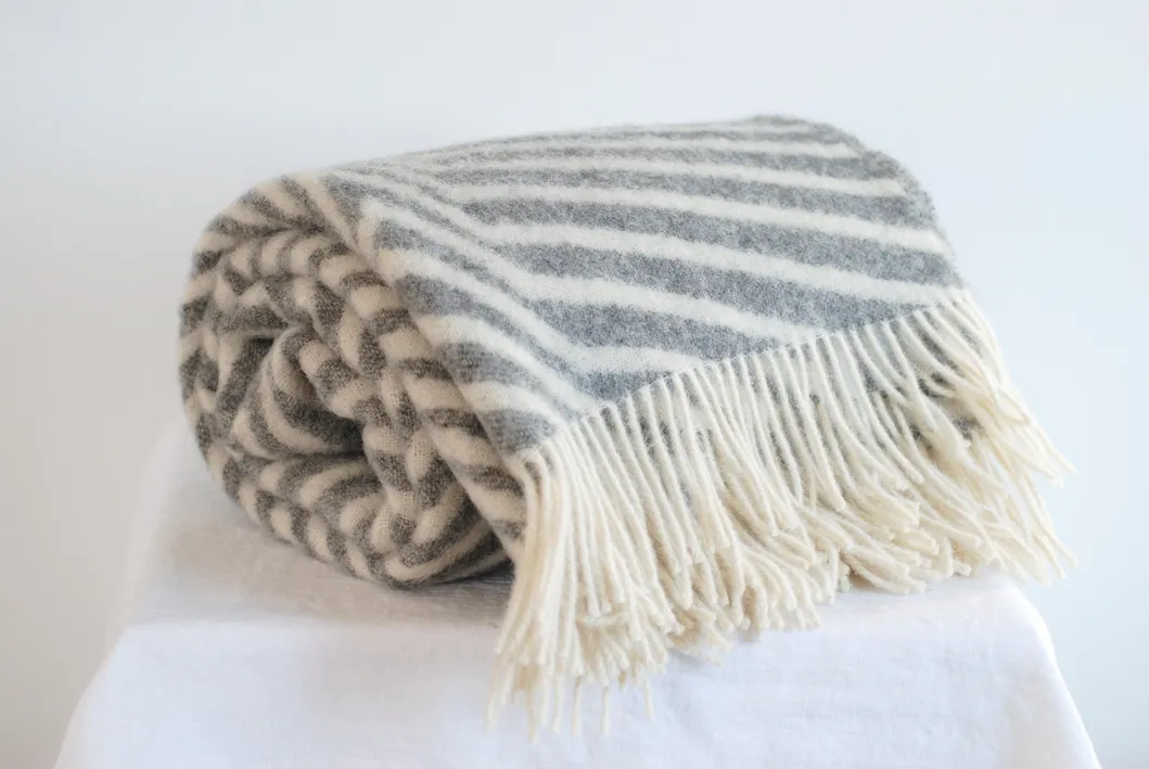 Striped Thick Warm Light Luxury Wool Blanket for Winter